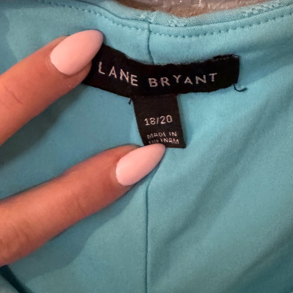 Lane Bryant cottagecore embroidered pastel blue flutter sleeve tiered midi dress - Picture 6 of 8